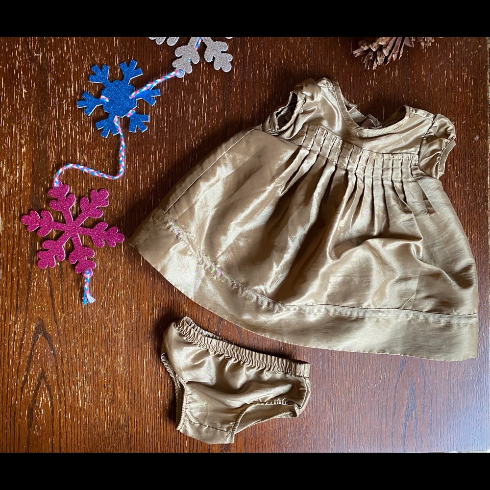 DKNY Gold/Bronze Taffeta Dress. 3-6 Month